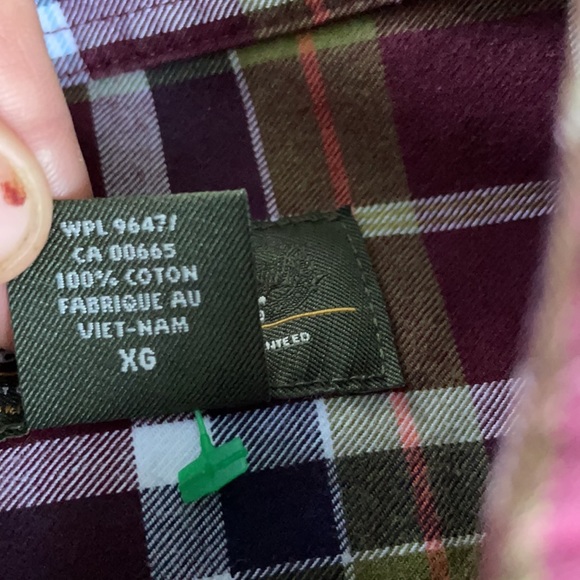 Eddie Bauer Cotton Burgundy Plaid Long Sleeves Shirt Button Down Collar XL - Picture 10 of 14